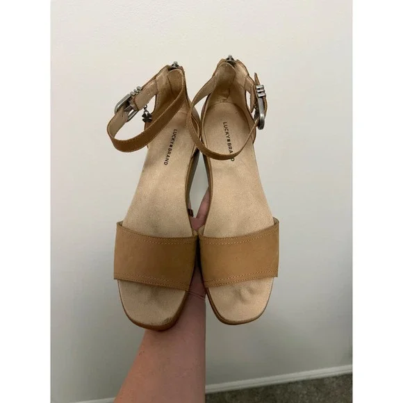 Lucky Brand Bandia Leather Platform Wedge Sandals – Women's Size 10 - Picture 4 of 9